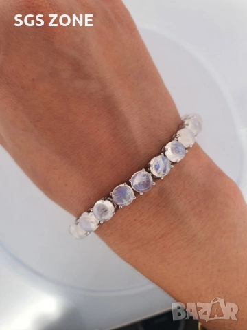 ГОЛЯМА СРЕБЪРНА ГРИВНА С АКВАМАРИН ИЛИ ЛУНЕН КАМЪК, снимка 3 - Гривни - 52401145