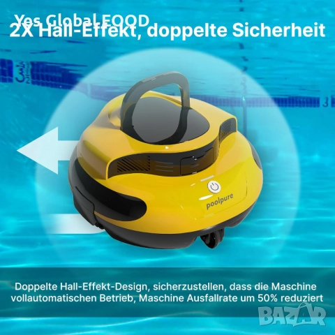 POOLPURE 2025 безжичен робот за почистване на басейн 100 мин, снимка 7 - Басейни и аксесоари - 52803736