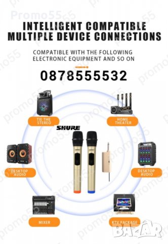 Професионални микрофони-2бр. безжични, Метална решетка, 6.35 мм,USB, снимка 10 - Микрофони - 39692084
