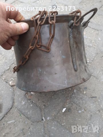 Медно менче за огнище със бронзови дръжки, снимка 2 - Декорация за дома - 38581328