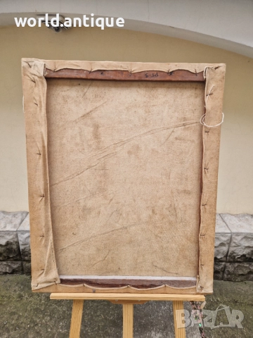 Страхотна антикварна картина масло върху платно , снимка 8 - Картини - 52019803