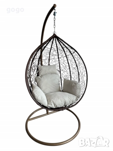 Градинска люлка от PVC ратан с метална конструкция, снимка 3 - Градински мебели, декорация  - 50210369