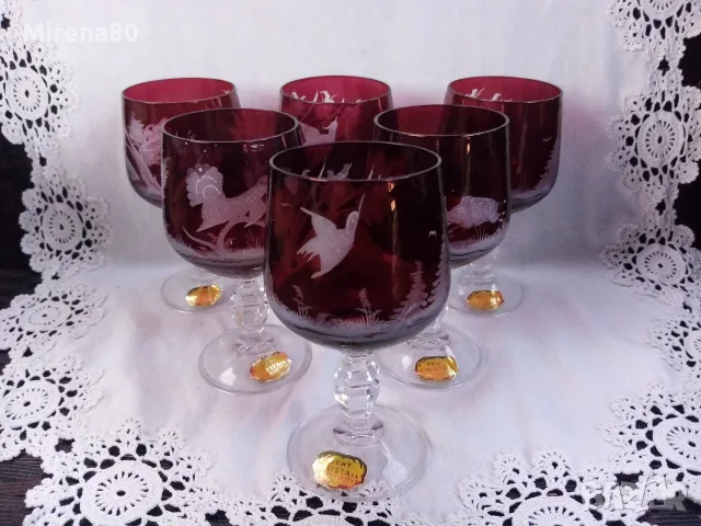 * Egermann * - винтидж кристален сервиз за вино НОВ !