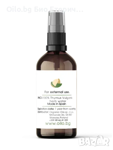 Oilo БИО Етерични масла Хидролат от мащерка - Thyme Hydrolate, снимка 2 - Други - 49740077
