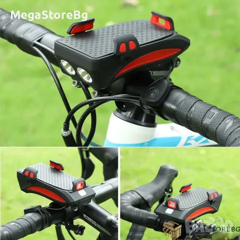 Фар за велосипед + поставка за телефон 2376, снимка 2 - Аксесоари за велосипеди - 48095939