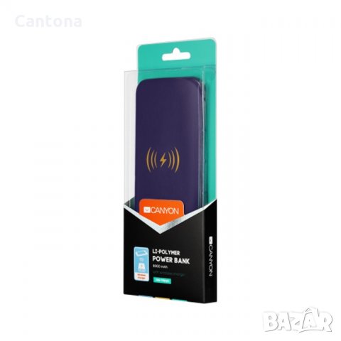 CANYON Power Bank Wireless Charger 8000mAh, 2xUSB, Type C, Micro USB, снимка 1 - Външни батерии - 30562953