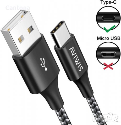 AVIWIS USB C кабел, найлоновa oплетка, кабел за бързо зареждане - 100 см