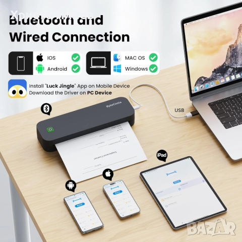 Преносим принтер A4 с термохартия Bluetooth термопринтер, снимка 5 - Принтери, копири, скенери - 52552009