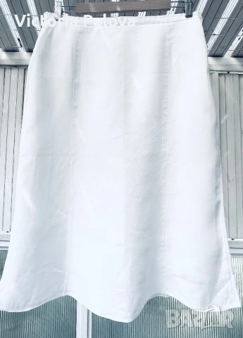 Бяла  пола GALATIS  100% лен, снимка 2 - Поли - 51226988