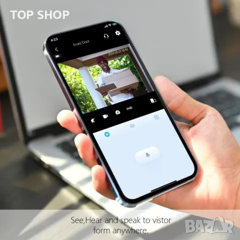 Безжична видео камера - звънец 1080P, 32 GB SD/безплатно 12 месеца облачно съхранение, IP66, снимка 5 - HD камери - 49566523