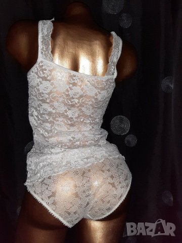 К-т бяло дантелен потник и бели дантелени бикини , снимка 3 - Корсети, бюстиета, топове - 29573527