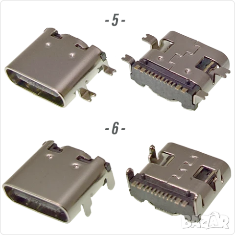 Букса конектор USB Type-C  16 pin ,17 pin USB 3.1 , USB 3.2 SMT Connector, снимка 4 - Ремонт на друга електроника - 50675457
