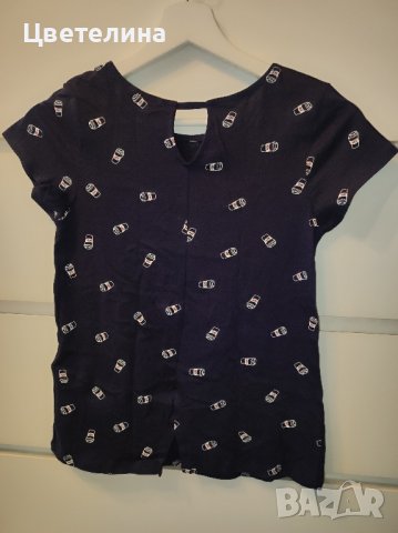 Дамска тъмносиня тениска SPRINGFIELD размер XS цена 15 лв., снимка 3 - Тениски - 42887254