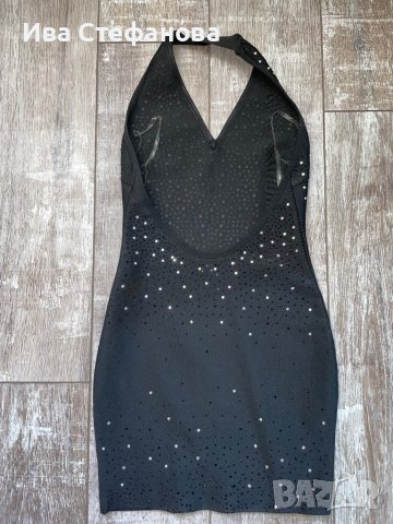 Черна бандажна къса рокля с камъни сваровски-Swarovski Crystal, снимка 9 - Рокли - 26748945