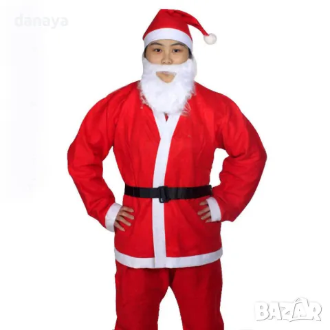544 Костюм на Дядо Коледа за възрастни универсален размер 5 части комплект, снимка 5 - Други - 47516515