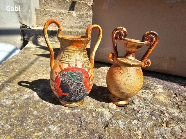 Комплект от две декоративни керамични амфори – Ръчна изработка, Гръцки стил, снимка 2 - Антикварни и старинни предмети - 53892755