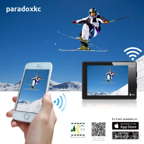 EKEN H5S Plus 4K екшън камера – водоустойчива + пълен комплект аксесоари, снимка 8 - Камери - 52368796