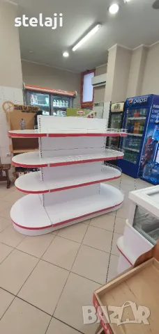 ПРОМО! Островен стелаж със заоблени рафтове, снимка 5 - Стелажи и щандове - 49450804