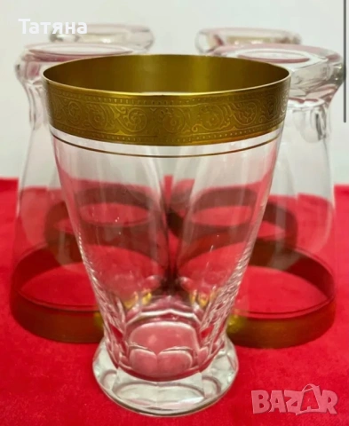 5 кристални чаши серия "CONCORDE", 24-каратно злато, THERESIENTHAL, снимка 7 - Други ценни предмети - 53125306