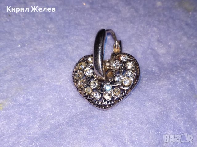 СКЪПОЦЕННА СЪРЦЕВИДНА АРТ НУВО СТИЛ СРЕБЪРНА ОБЕЦА СРЕБРО 925 с ФАСЕТИРАНИ ЦИРКОНИ 25829, снимка 7 - Обеци - 39226419