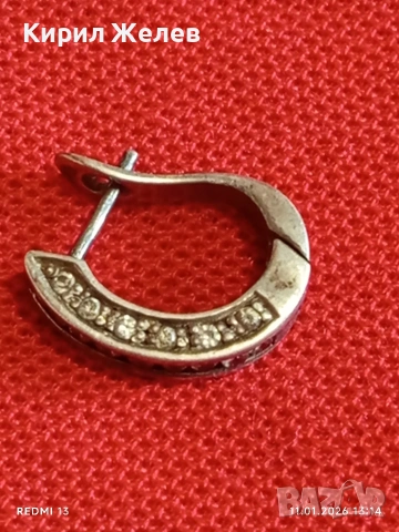 Стилна сребърна обеца с инкрустирани кристали майстоска изработка 52734, снимка 6 - Обеци - 53062131