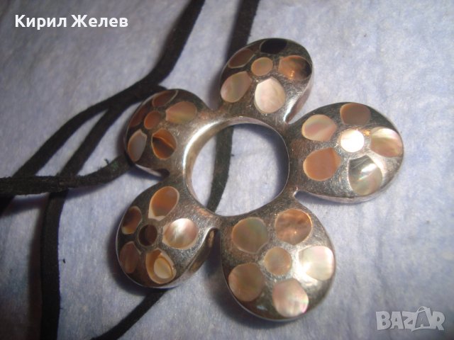 МАСИВЕН СРЕБЪРЕН СЕДЕФЕН ФЕШЪН АРТ МЕДАЛЬОН СРЕБРО 925 ИТАЛИЯ ИНКРУСТИРАН КРАЛСКИ СЕДЕФ КОЛИЕ 28776, снимка 14 - Колиета, медальони, синджири - 37300673