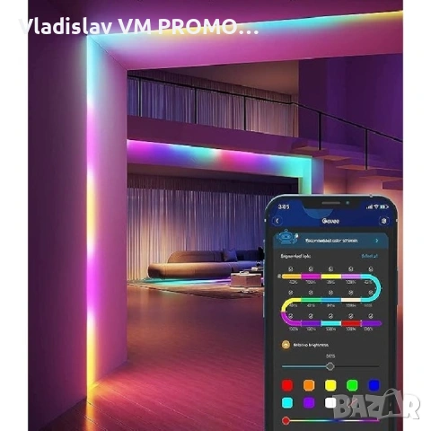 Смарт LED лента Govee RGBIC H617C, Wi-Fi, Bluetooth, синхронизация на музика, 5M, снимка 3 - Лед осветление - 54066701
