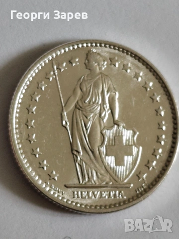 2 франка 1965 год, сребро тегло 10.00 гр, проба 835/1000