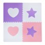 Детски пъзел, Подов , сърца звезди Бяло/ лилаво, 61x61 см , 4 части