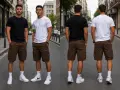 Карго бермуди с ластик в талията - бежови и кафяви, снимка 3