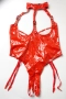 Червено лачено боди с отворени чашки и дъно, снимка 1