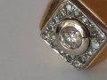 Мъжки златен пръстен 585 проба и брилянт 0.6 катата+16 диаманти           малки брилянта, снимка 6