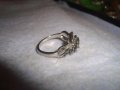 ФЛОРАЛЕН ПОСРЕБРЕН МАРКАЗИТЕН АР НУВО СТИЛ ПРЪСТЕН - РОЗА 17512, снимка 6