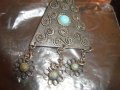 ВЪЗРОЖДЕНСКИ НАКИТ БИЖУ ФИЛИГРАН БРОНЗ с ТЮРКОАЗ ПОСРЕБРЕНА БРОШКА 11873, снимка 7
