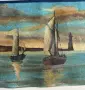 Стар морски пейзаж на Худ.Атанас Михов,акварел, снимка 3