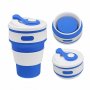 Сгъваема силиконова чаша с капак, в различни цветове, снимка 13