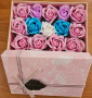 Квадратна картонена кутия с 15 бр сапунени рози , снимка 3