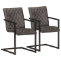 Конзолни трапезни столове, 2 бр, сиви, естествена кожа   , снимка 1 - Столове - 44796551