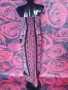 Цикламено-черно-розова дълга лятна рокля бюстие С/М, снимка 4