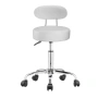 Козметична табуретка с облегалка - Бяла медицинска табуретка с колелца, снимка 2