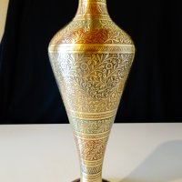 Бронзова ваза,клетъчен емайл 34 см. , снимка 4 - Вази - 31768755