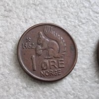 Норвегия .1, 2  ,5 ,10 оре . 1 и 5 крони. 1958 - 1967 година. Стара емисия., снимка 7 - Нумизматика и бонистика - 42310028