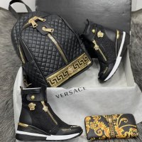 Дамска раница портфейл и кецове Versace код 145, снимка 1 - Дамски ежедневни обувки - 34543218