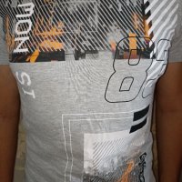 Infinity S,M- Сива памучна тениска с щампа и гумиран надпис , снимка 2 - Тениски - 37756034