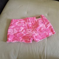 Original Vintage TOMMY HILFIGER Camo Pink Pattern Denim Shorts, снимка 3 - Къси панталони и бермуди - 38457228