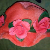 Неоновооранжева шапка с цветя за Хелоуин или карнавал, снимка 1 - Комплекти - 30593292