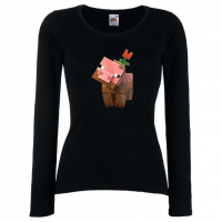 Дамска тениска Flower Pig майнкрафт Minecraft,Игра,Забавление,подарък,Изненада,Рожден Ден., снимка 2 - Тениски - 36520728