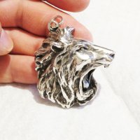 Сребърен синджир и Голям старинен разярен сребърен Лъв - заслужи уважение и покажи, снимка 5 - Колиета, медальони, синджири - 29581263