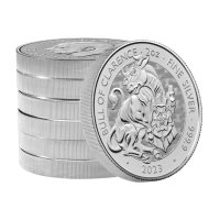 сребърна монета 2 oz оз Зверове на Кралицата инвестиционно сребро, снимка 1 - Нумизматика и бонистика - 42118090