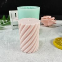 3D Спирала цилиндър висок силиконов молд форма калъп за украса свещ фондан декорация гипс сапун, снимка 2 - Форми - 36960056